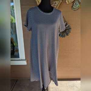 LuLaRoe Striped Grey Midi Dress